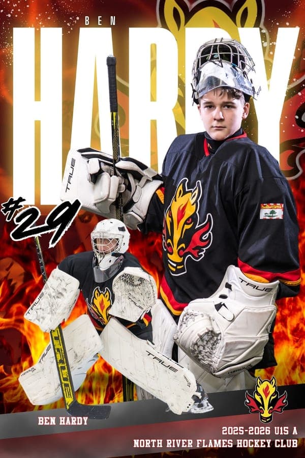 North River Flames goalie poster